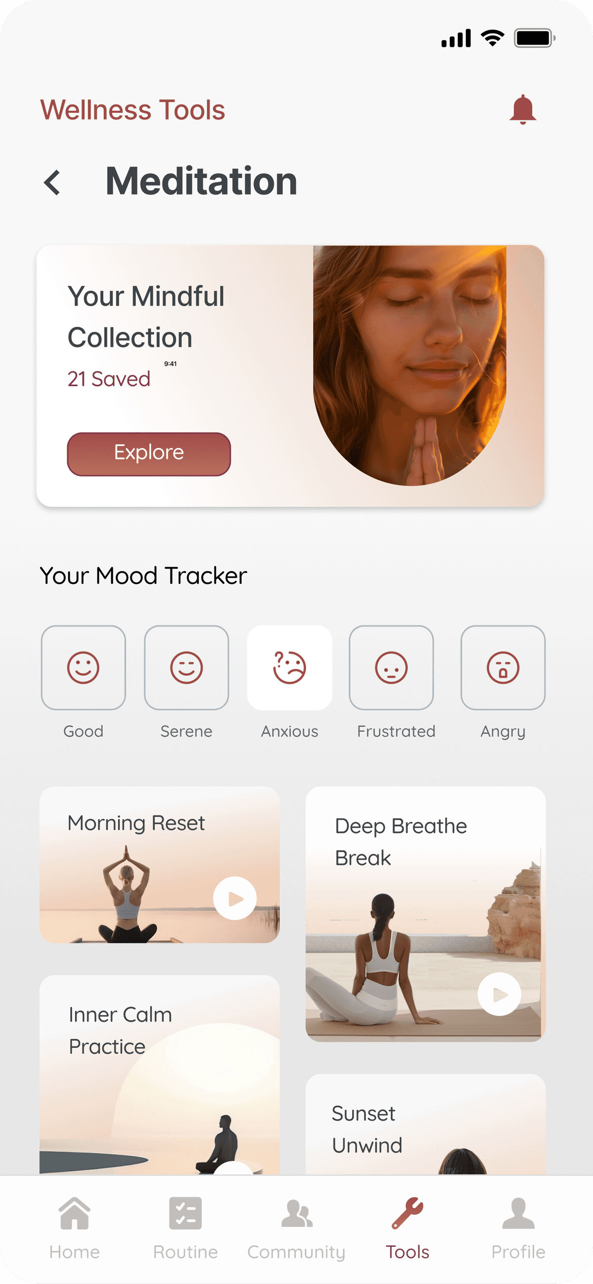 Screeshot wellness app